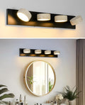 Travertine Vanity Light, 19.7 Inch Nordic Style Farmhouse Vanity Lights with 360° Rotatable Natural Stone Lampshade and Black Metal Base Wabi Sabi Vanity Lights Fixture for Bathroom (4 Lights)