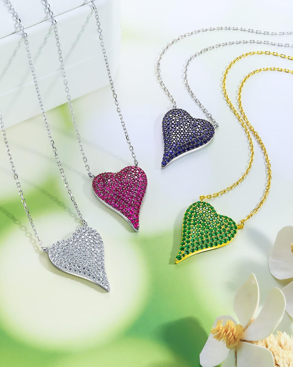14K Gold Plated Silver Pave Birthstone Pendant Necklace for Women