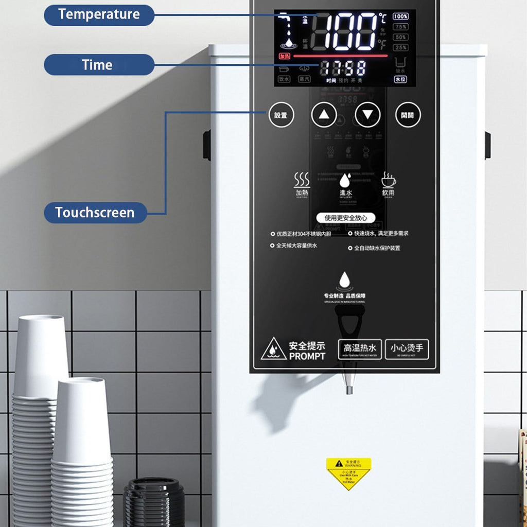 Wall-Mounted Commercial Hot Water Dispenser Instant Heating Electric Water Boiler with LED Intelligent Control Panel,Built-in Filter and Non-Drip Faucet,for Cafe,Office,Home Black-50L