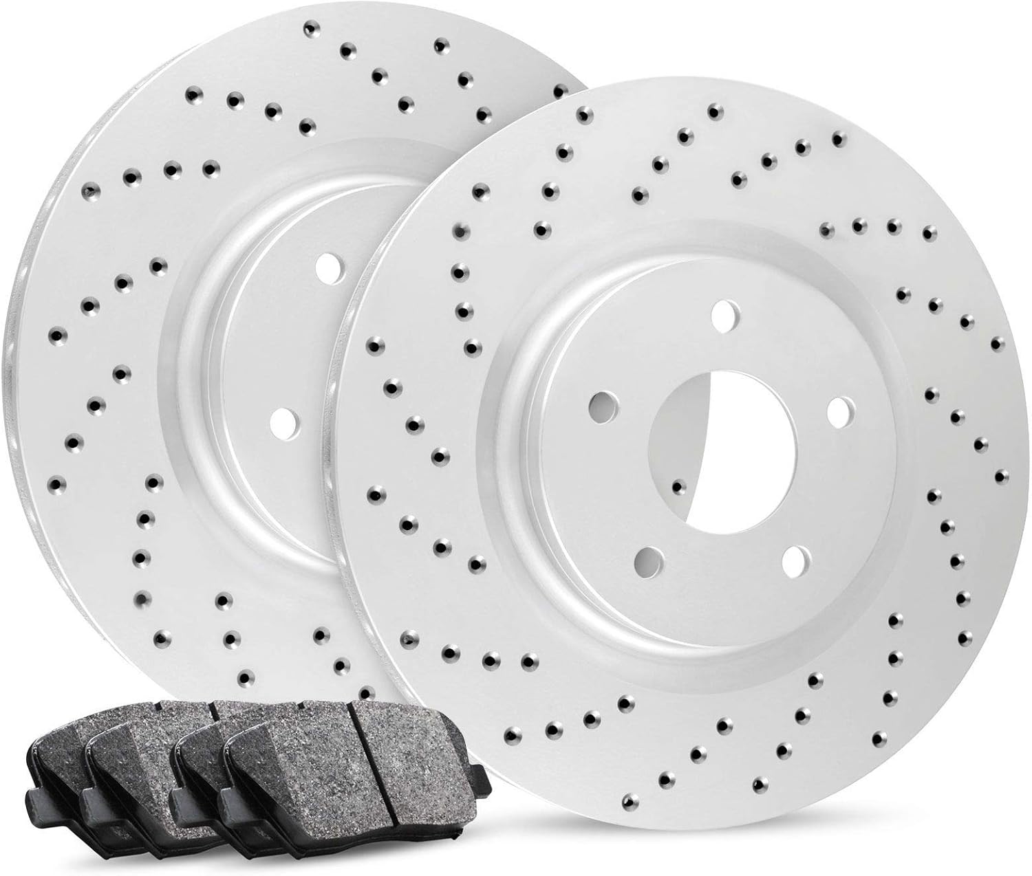 R1 Concepts Front Brake Kit Fits 2015-2018 Audi Q3; 2012-2020 Volkswagen Passat; 2009-2018 Volkswagen Tiguan| Ceramic Pads, Drilled Rotors| Hardware| 12.3' Front
