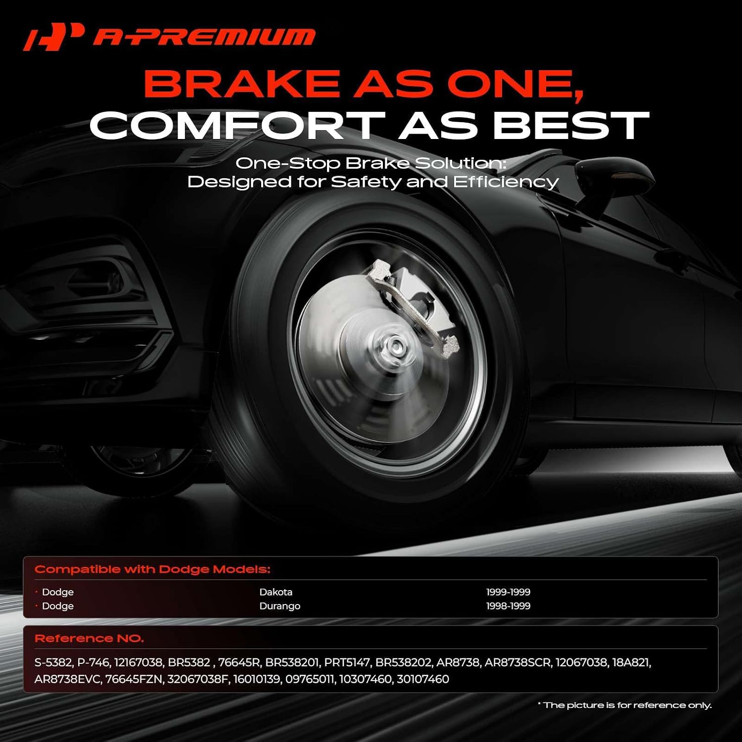 A-Premium 11.29 inch (287mm) Front Drilled and Slotted Disc Brake Rotors + Ceramic Pads Kit Compatible with Select Dodge Models - Durango 1998-1999, Dakota 1999, 6-PC Set