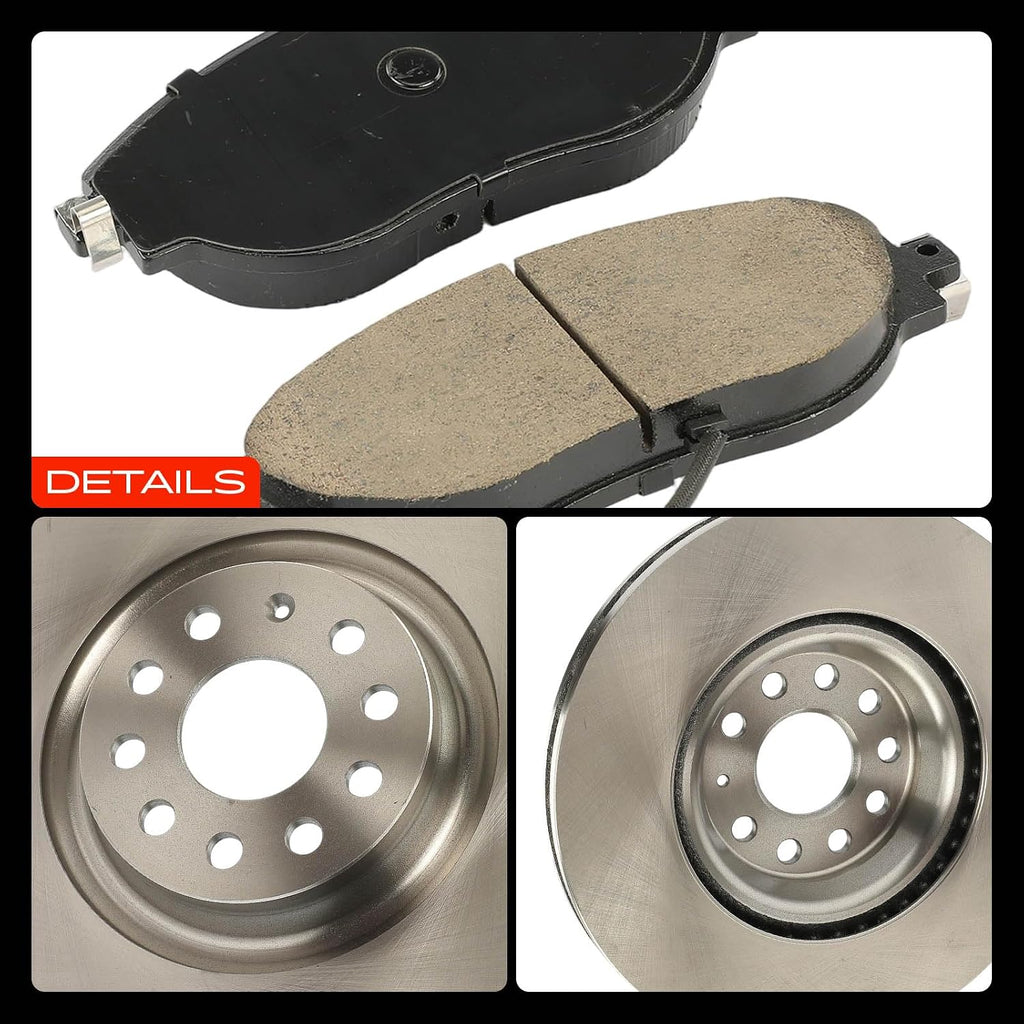 A-Premium 13.39 in (340 mm) Front Vented Disc Brake Rotors + Ceramic Pads Kit Compatible with Select Volkswagen & Audi Models - Jetta 2019-2020/2022, Golf R, Tiguan, CC, GTI, Arteon, 6-PC Set