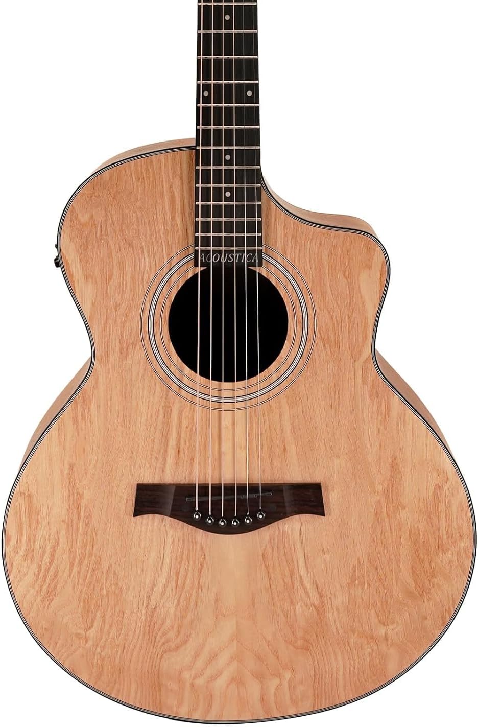 Kadence Electric Acoustic Guitar A06EQN (Ash Wood) - Semi Acoustic Guitar with Pickup, Inbuilt Tuner, Capo, Strings, Picks, Strap, Cable and Padded bag - Electro Guitars for Beginners & Professionals