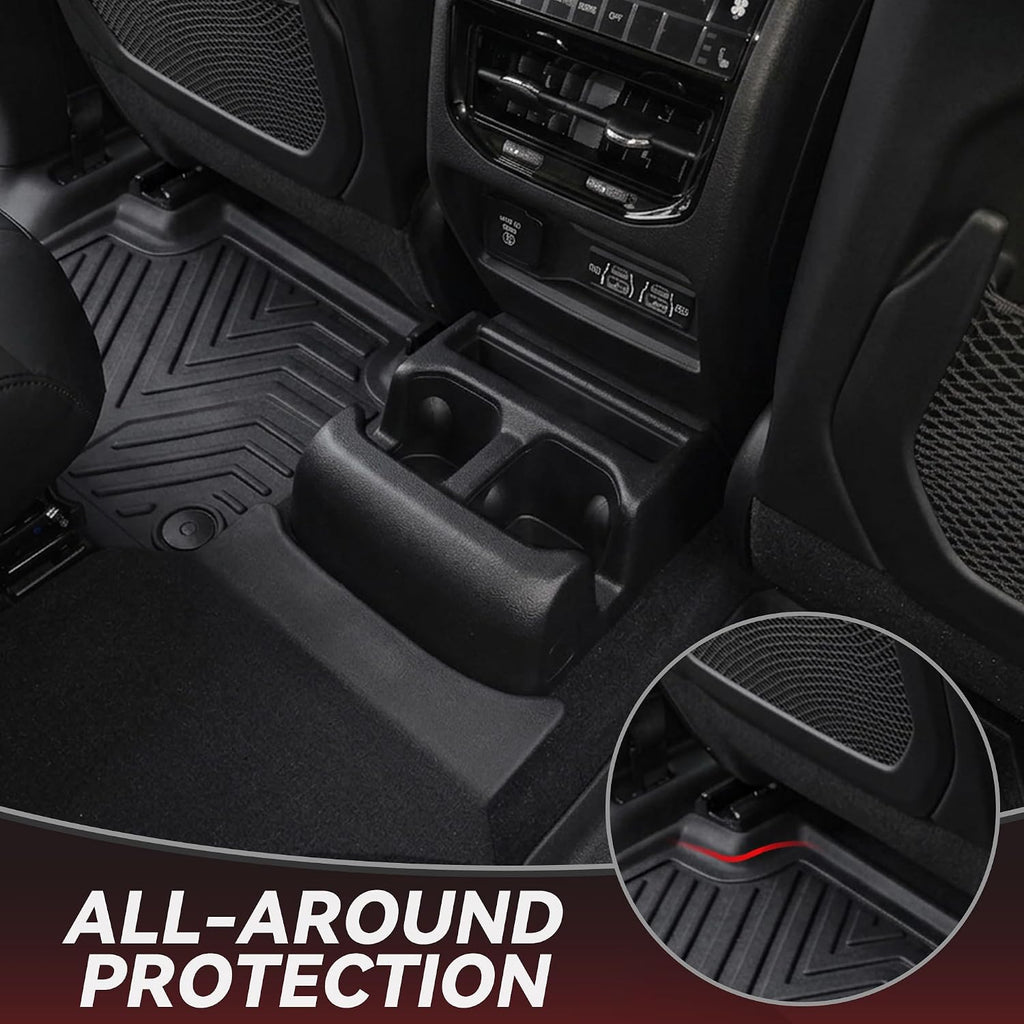 YITAMOTOR Floor Mats for Jeep Grand Cherokee L 2026-2021 (ONLY 6-Seater w/o Center Console), All Weather Custom Fit TPE Cargo Liner for 1-3 Rows and Trunk Full Car Mat Set Automotive Accessories Black