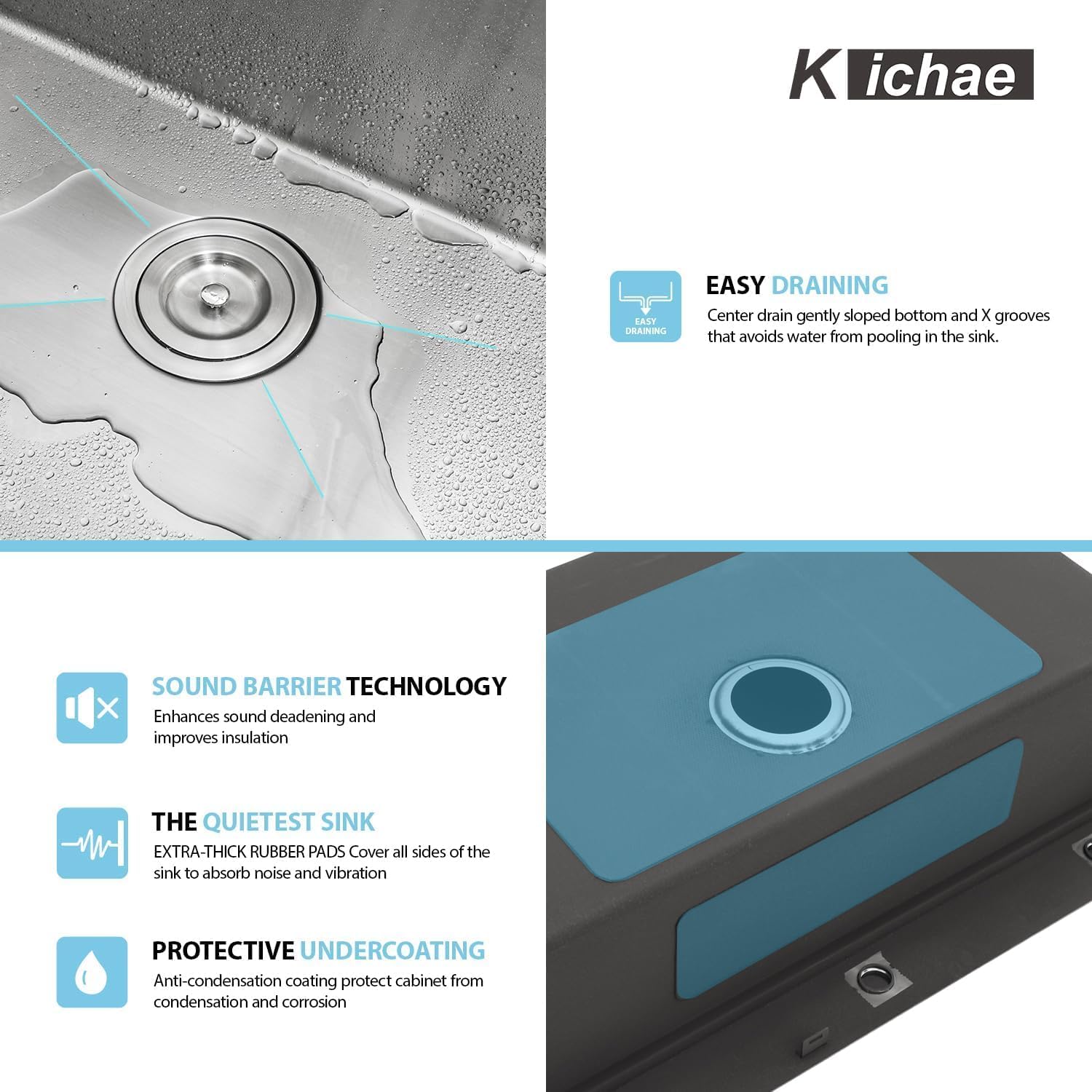 Kichae 30 Kitchen Sink Drop In - 30 x 19 Drop Sink Stainless Steel 16 Gauge Ledge Workstation Single Bowl Topmount Over Mount Kitchen Sink Handmade Basin