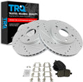 TRQ Performance Front Brake Pad and Rotor Set Ceramic G Coated Drilled Slotted Vented Rotors Compatible with 1997-2001 Lexus ES300 Toyota Camry 1998-2004 Avalon 1999-2003 Solara