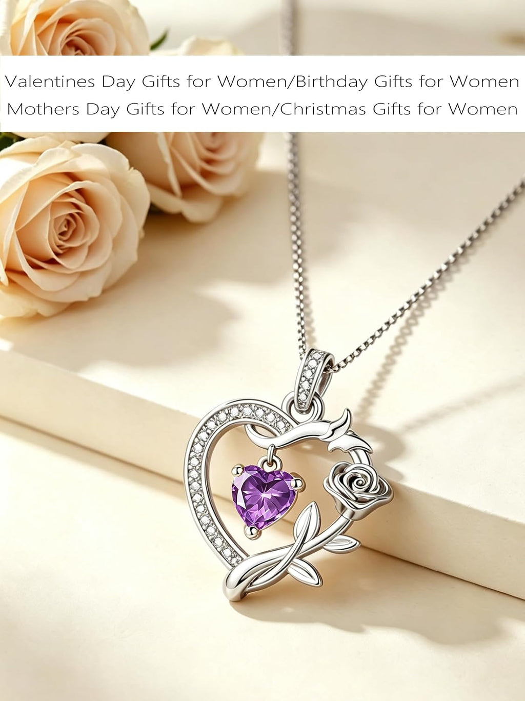 HeartMelody Heart Necklaces for Women Gold,14k 18K White Gold Plated Dainty Rose Butterfly Necklace with Garnet Birthstone Pendant Necklace Everyday Jewelry Birthday Christmas Gifts for Women Mom Her