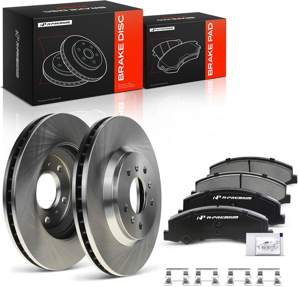 A-Premium 11.93 in (303mm) Front Vented Disc Brake Rotors + Ceramic Pads Kit Compatible with Select Buick and Chevy Models - Lucerne 06-11, Impala 06-13, Impala Limited 14-16, Monte Carlo 06-07, 6-PC