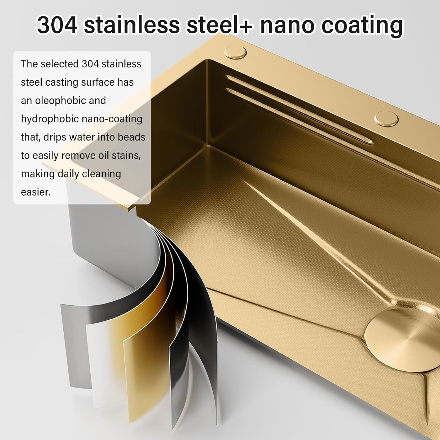 Brushed Gold Waterfall Kitchen Sink Stainless Steel Single Bowl Drop In Sink with Pull-Out Faucet Kitchen Sink Workstation with Cup Washer, Soap Dispenser, Water Filter Tap (29.52'X18.11')