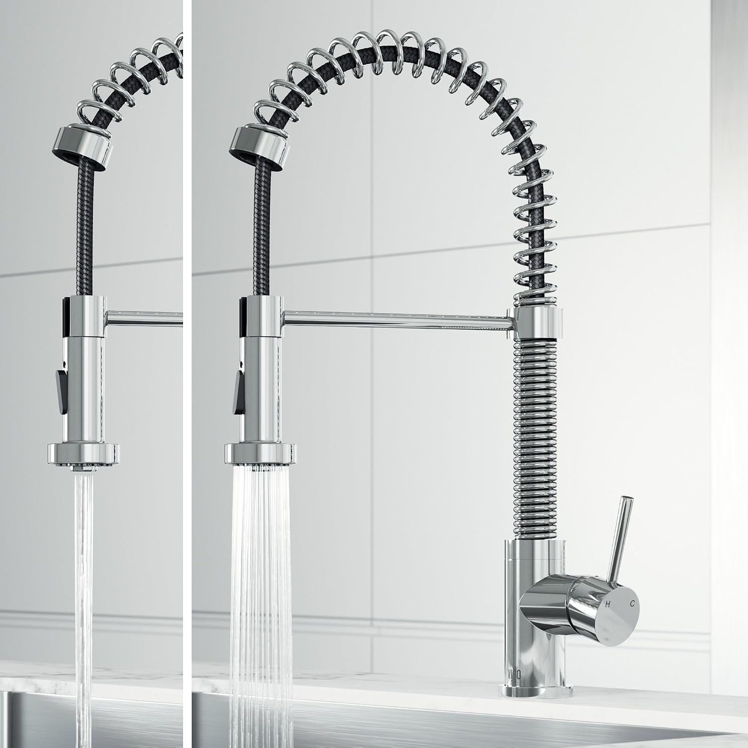 VIGO Edison 19'' H Single Handle Pull-Down Sprayer Kitchen Faucet in Chrome-VG02001CH