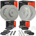 A-Premium Front and Rear Drilled and Slotted Disc Brake Rotors + Ceramic Pads Kit Compatible with Select Ford and Lincoln Models - Edge 2011-2014, MKX 2011-2015, 12-PC Set