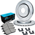 R1 Concepts Front Brake Kit Fits 1995-2002 Toyota 4Runner; 1995-2004 Toyota Tacoma| Ceramic Pads, Drilled Slotted Rotors| Hardware| 11.7' Front