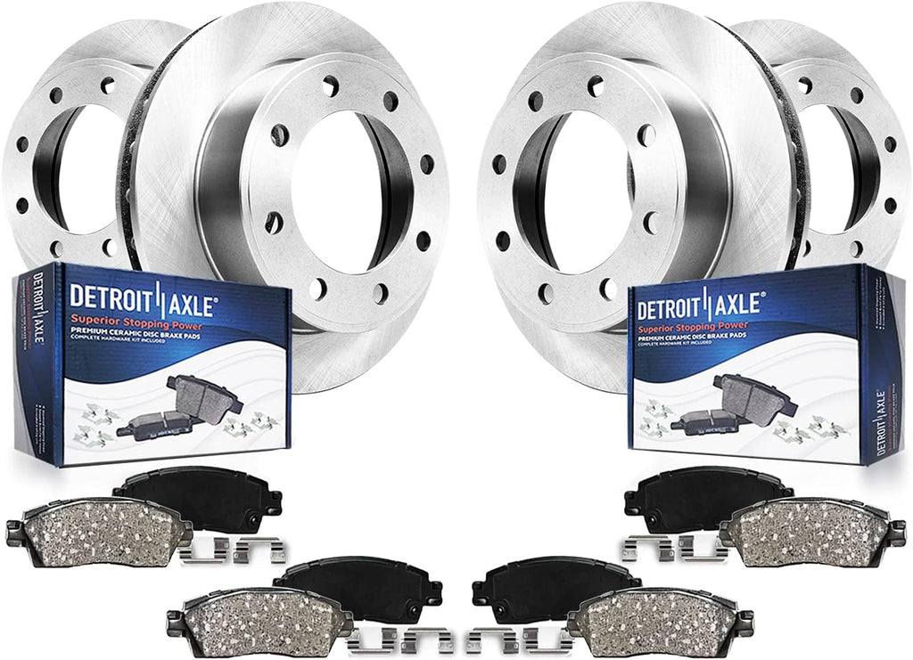Detroit Axle - 4WD Brake Kit for 2012-2022 Ford F-250 Super Duty 2013-2022 F-350 Super Duty, 14.29' inch Front and Rear Disc Brake Rotors Ceramic Brakes Pads Replacement