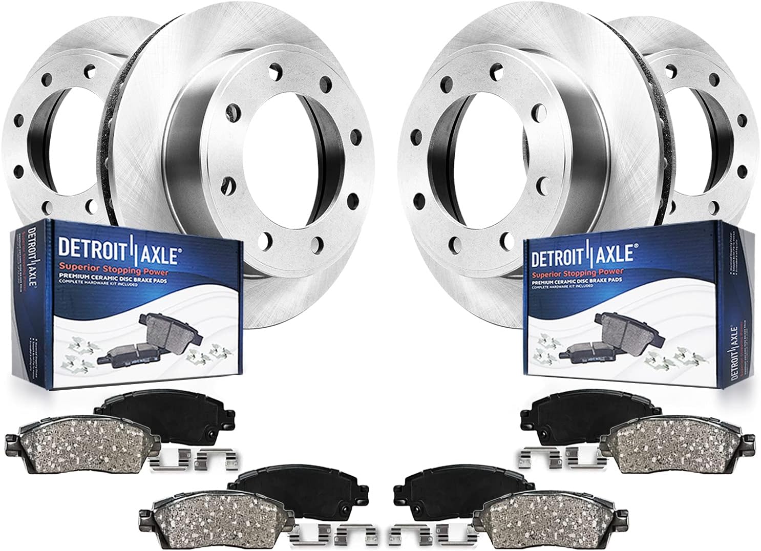 Detroit Axle - 4WD Brake Kit for 2012-2022 Ford F-250 Super Duty 2013-2022 F-350 Super Duty, 14.29' inch Front and Rear Disc Brake Rotors Ceramic Brakes Pads Replacement