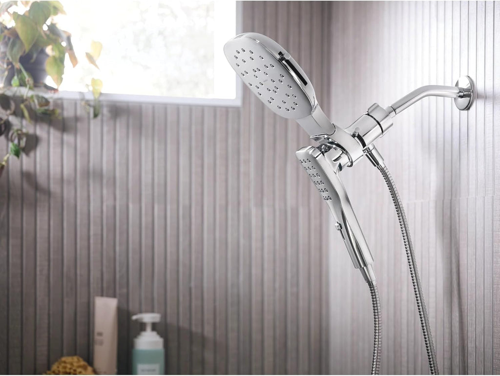 Moen Verso Matte Black Infiniti Dial Square Standard Shower Head With Detachable Hand Shower Combo, 7-Inch Spray Head, 220C4EPBL