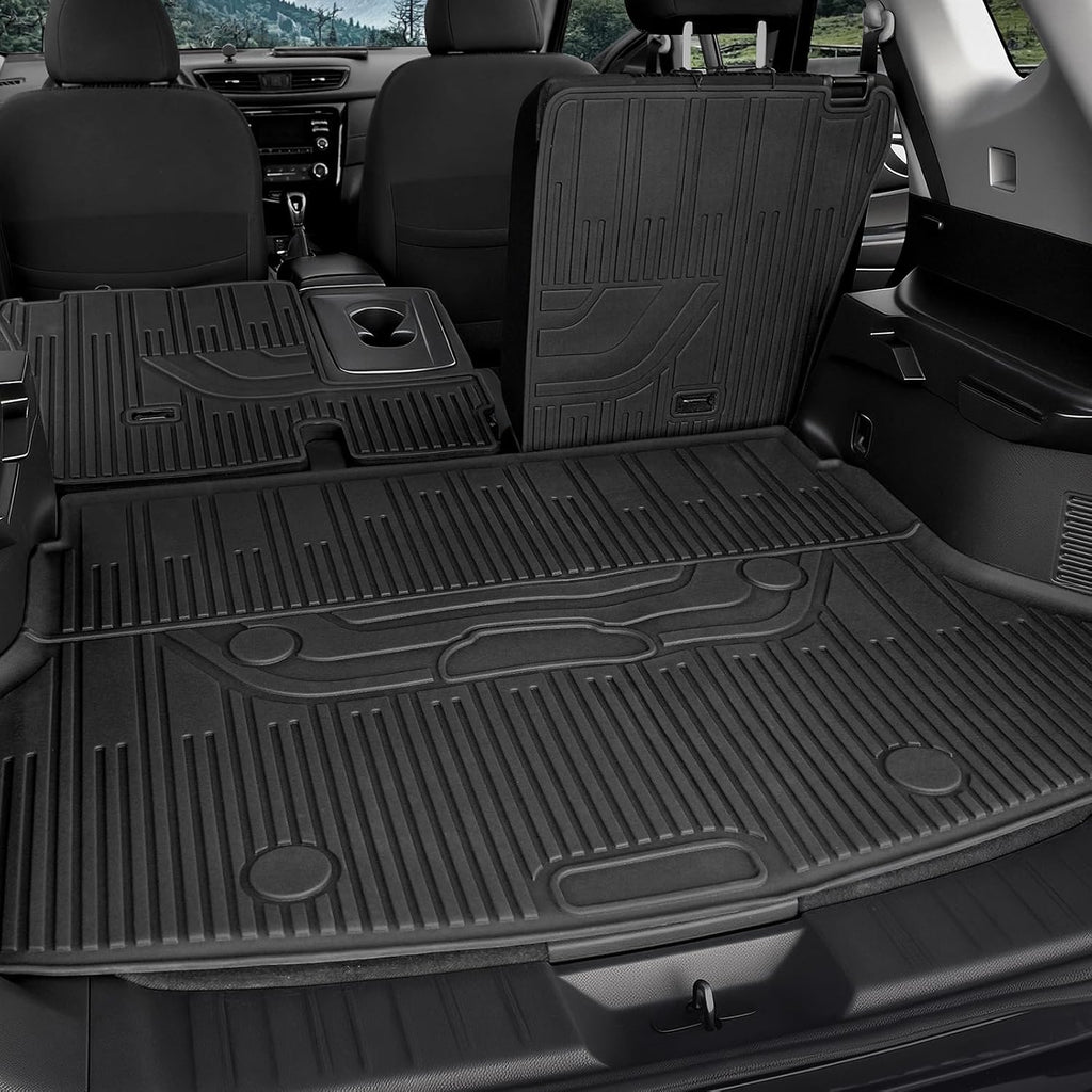 Floor Mats for Nissan Rogue 2014-2020, All Weather Floor Mats Trunk Cargo Liner and Door Sill Guards Accessories, Full Coverage Set (Not for Sport)