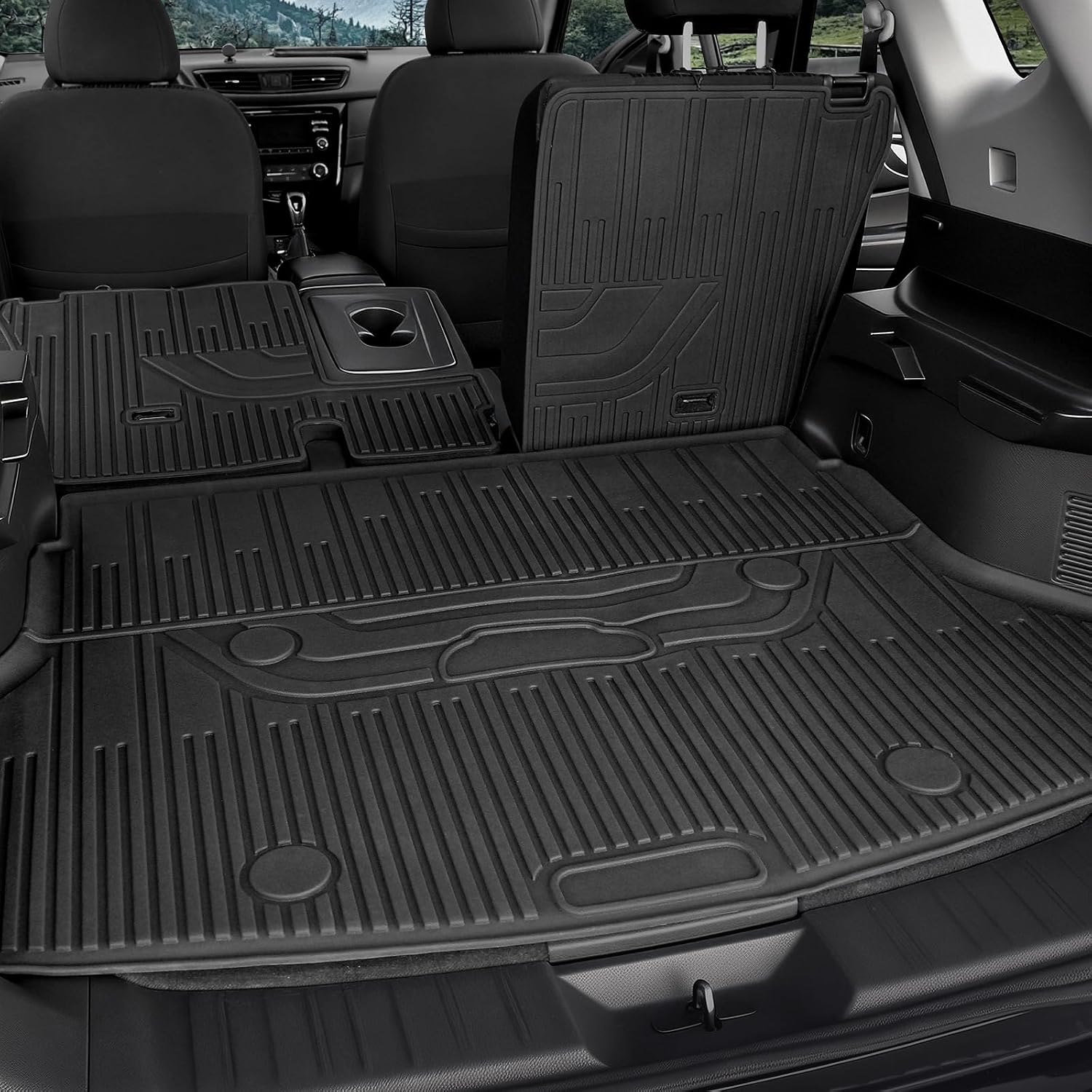 Floor Mats for Nissan Rogue 2014-2020, All Weather Floor Mats Trunk Cargo Liner and Door Sill Guards Accessories, Full Coverage Set (Not for Sport)