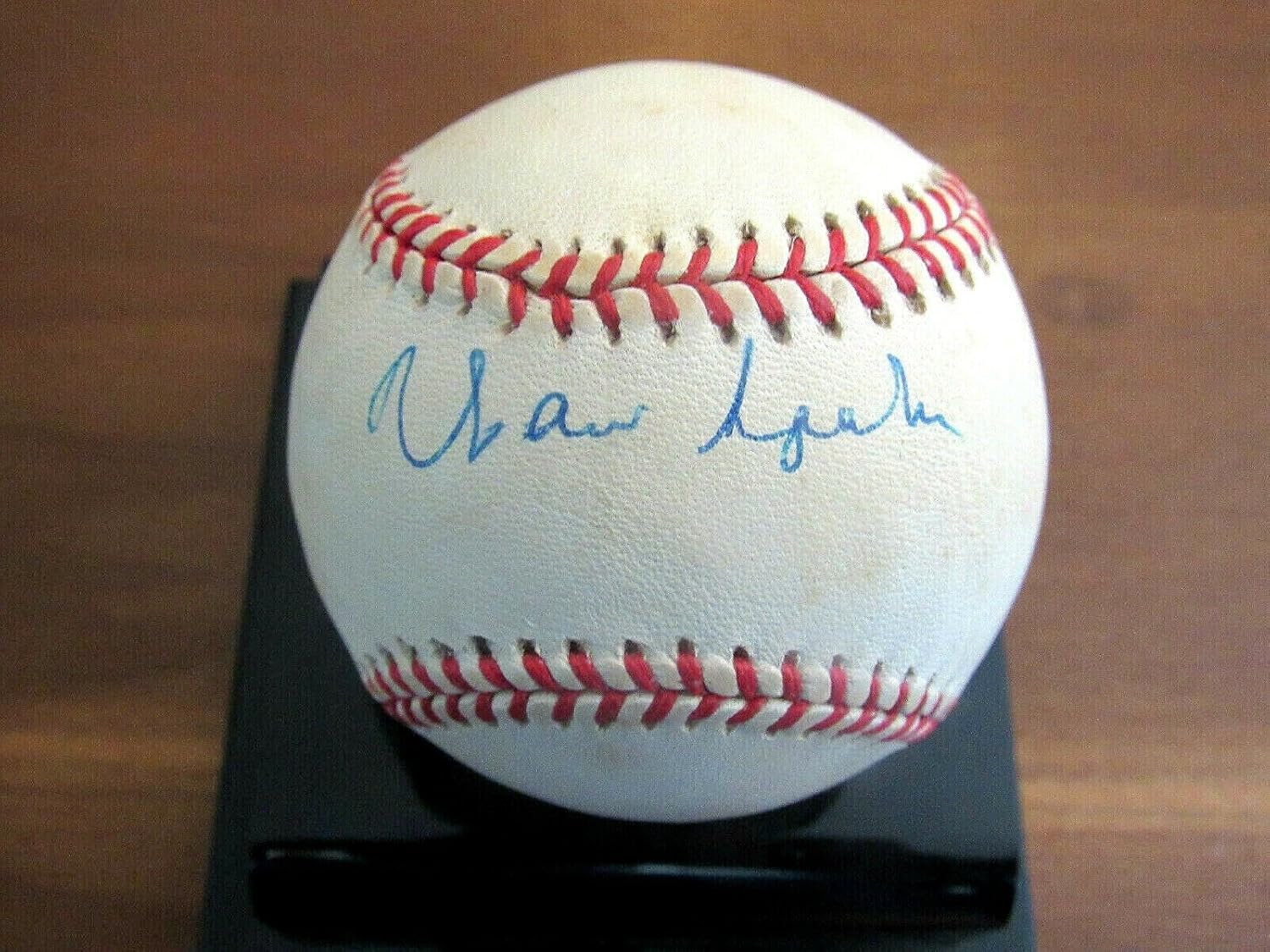 Warren Spahn Milwaukee Braves Hof Cy Signed Auto Vintage Gu'ed Onl Baseball Jsa - MLB Game Used Baseballs