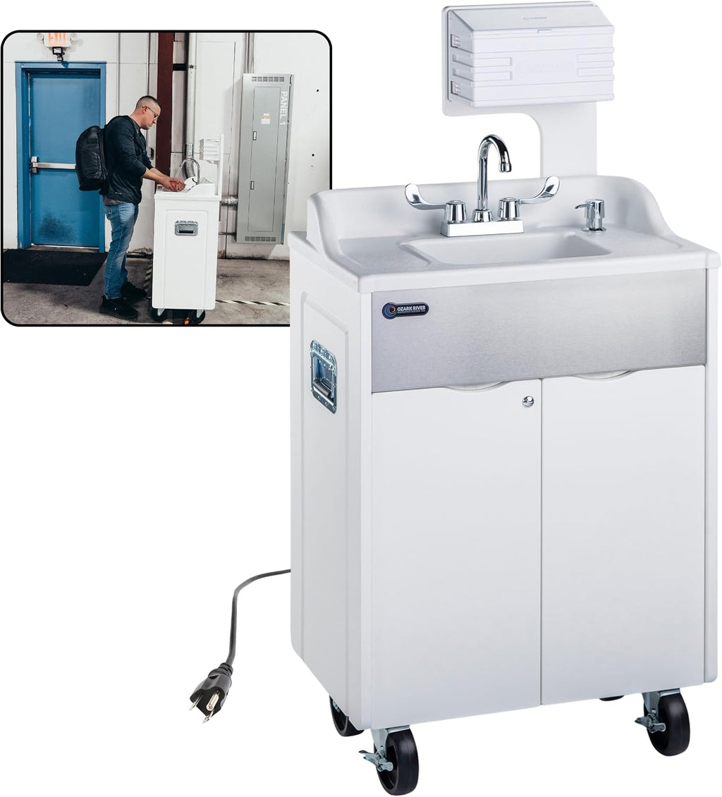 Ozark River Portable Sinks Titan PRO1 White Outdoor/Indoor Self-Contained Portable Hot Water Hand Washing Sink NSF Certified