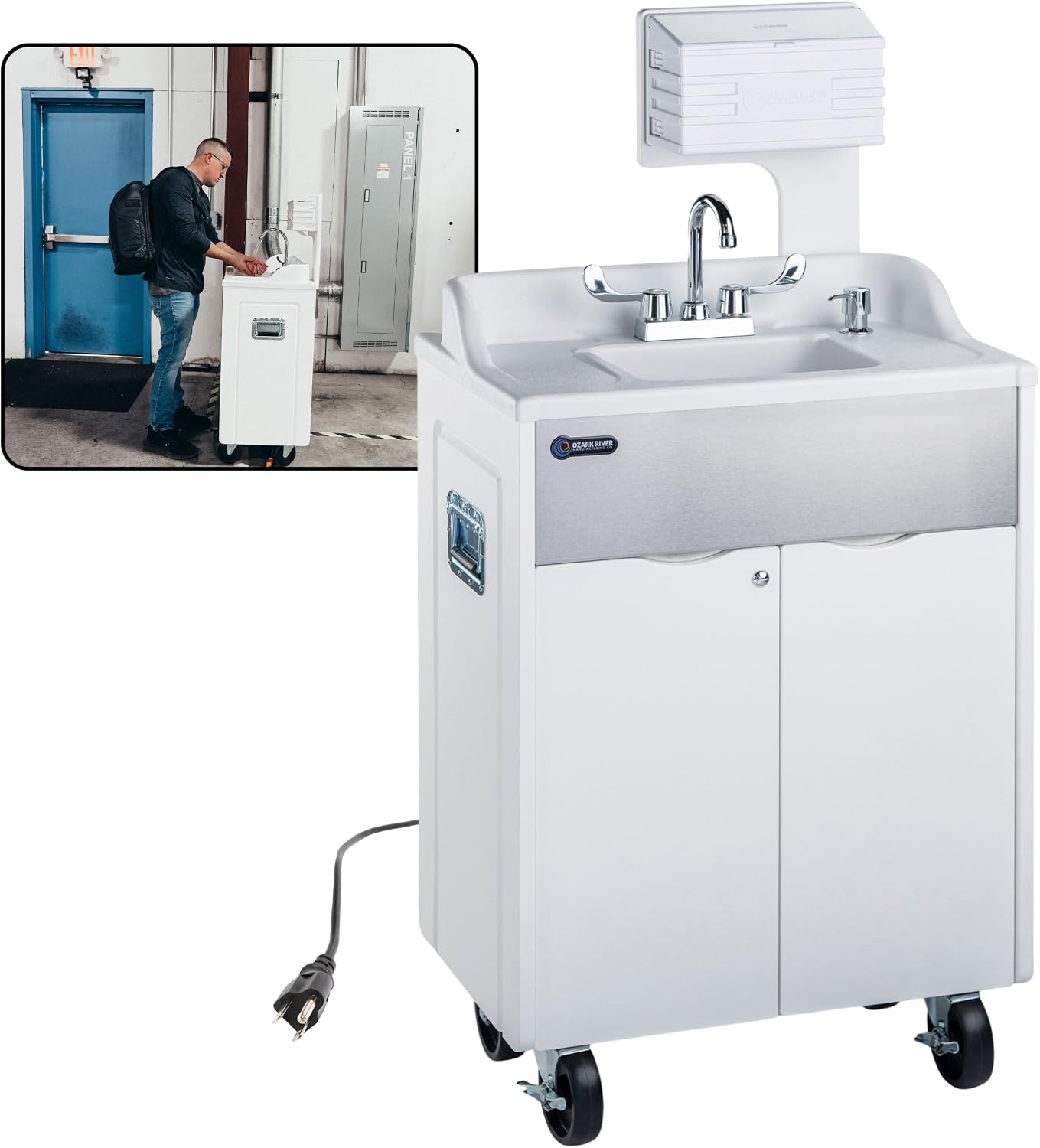 Ozark River Portable Sinks Titan PRO1 White Outdoor/Indoor Self-Contained Portable Hot Water Hand Washing Sink NSF Certified