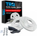 TRQ Performance Front Brake Pad and Rotor Set Ceramic Coated Drilled Slotted Vented Rotors Compatible with 2006-2010 Ford Explorer Mercury Mountaineer 2007-2010 Explorer Sport Trac