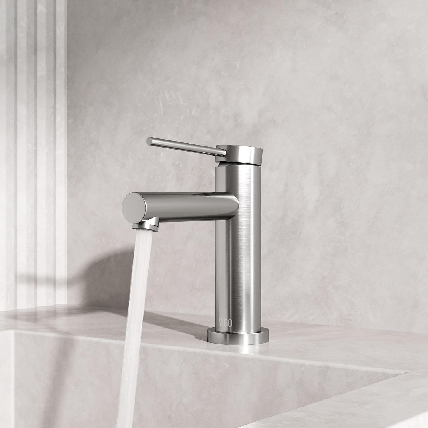 VIGO Jewel Single-Handle Single-Hole Mount Bathroom Sink Faucet, 6-Inch, Brushed Nickel, Modern Design, Solid Brass, 1.2 GPM WaterSense & Ceramic Disc Valve, Corrosion-Resistant