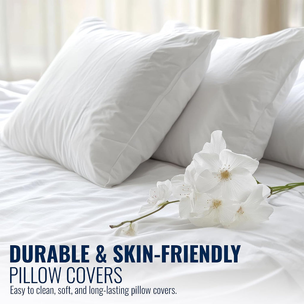 Bulk 72 Pack White King Pillowcases 21x33 — Premium T-200 Poly Cotton Pillow Covers with Envelope Closure — Economical Pillow Cases for Hotels, Hospitals & Airbnb