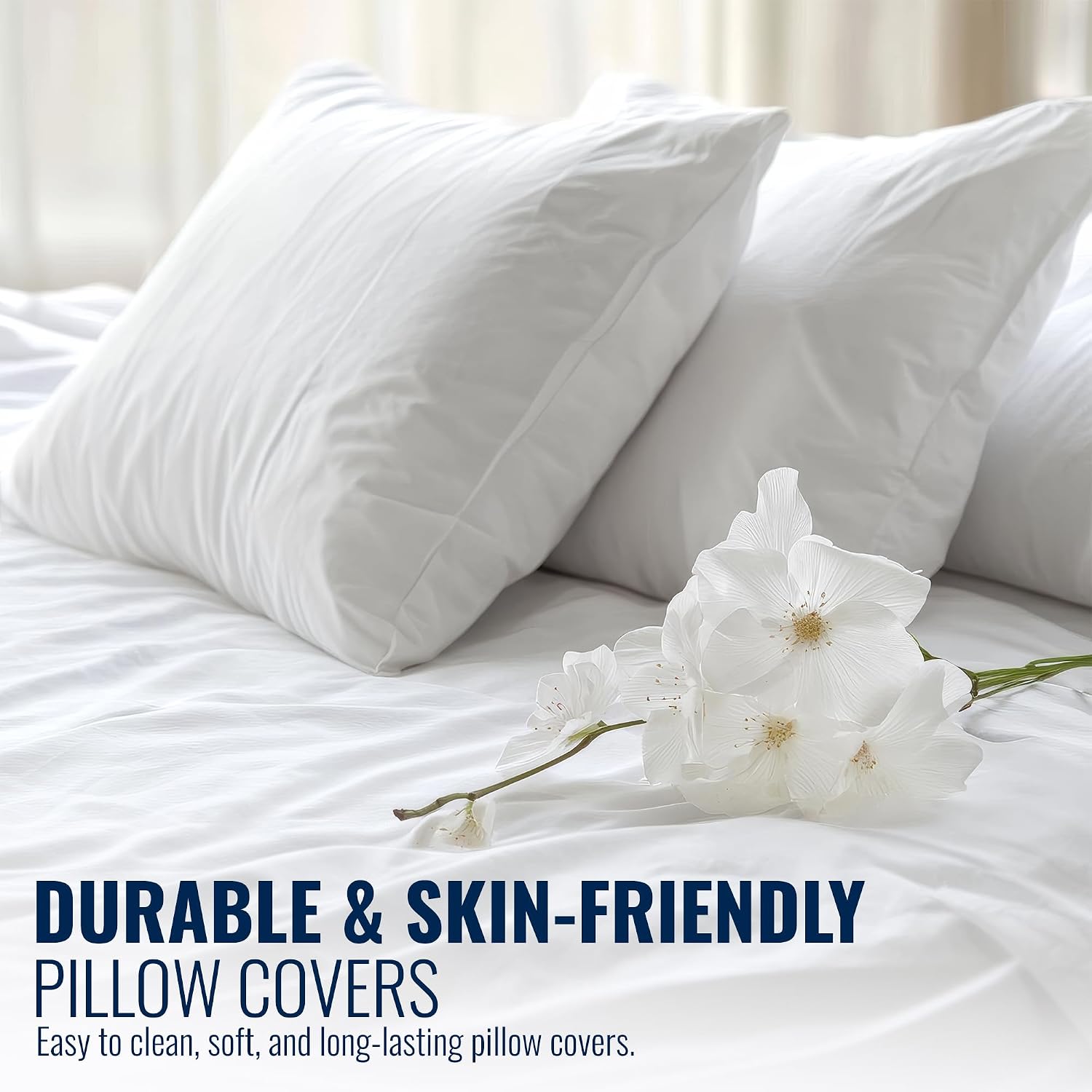Bulk 72 Pack White King Pillowcases 21x33 — Premium T-200 Poly Cotton Pillow Covers with Envelope Closure — Economical Pillow Cases for Hotels, Hospitals & Airbnb