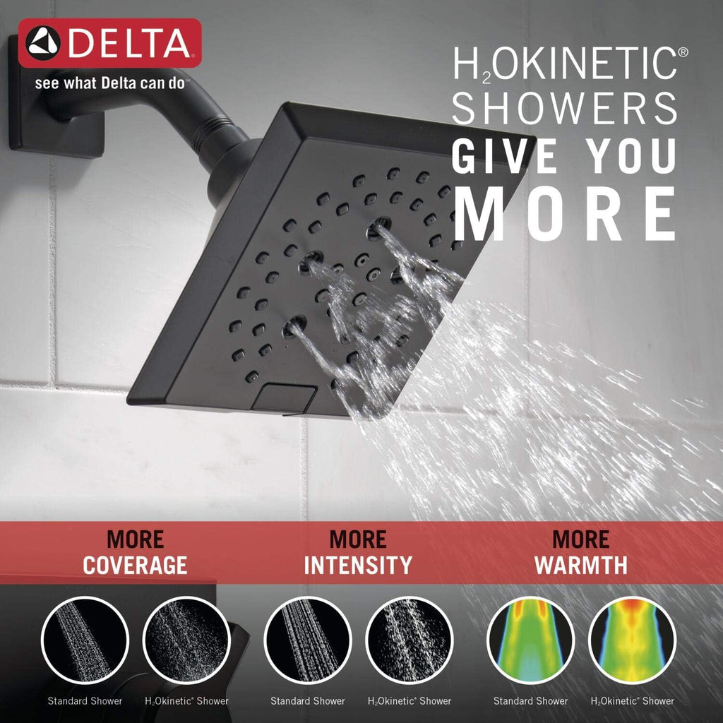 Delta Faucet Pivotal 17 Series Dual-Function Shower Faucet, Shower Trim Kit, 5-Spray H2Okinetic Shower Head, Matte Black T17299-BL (Valve Not Included)