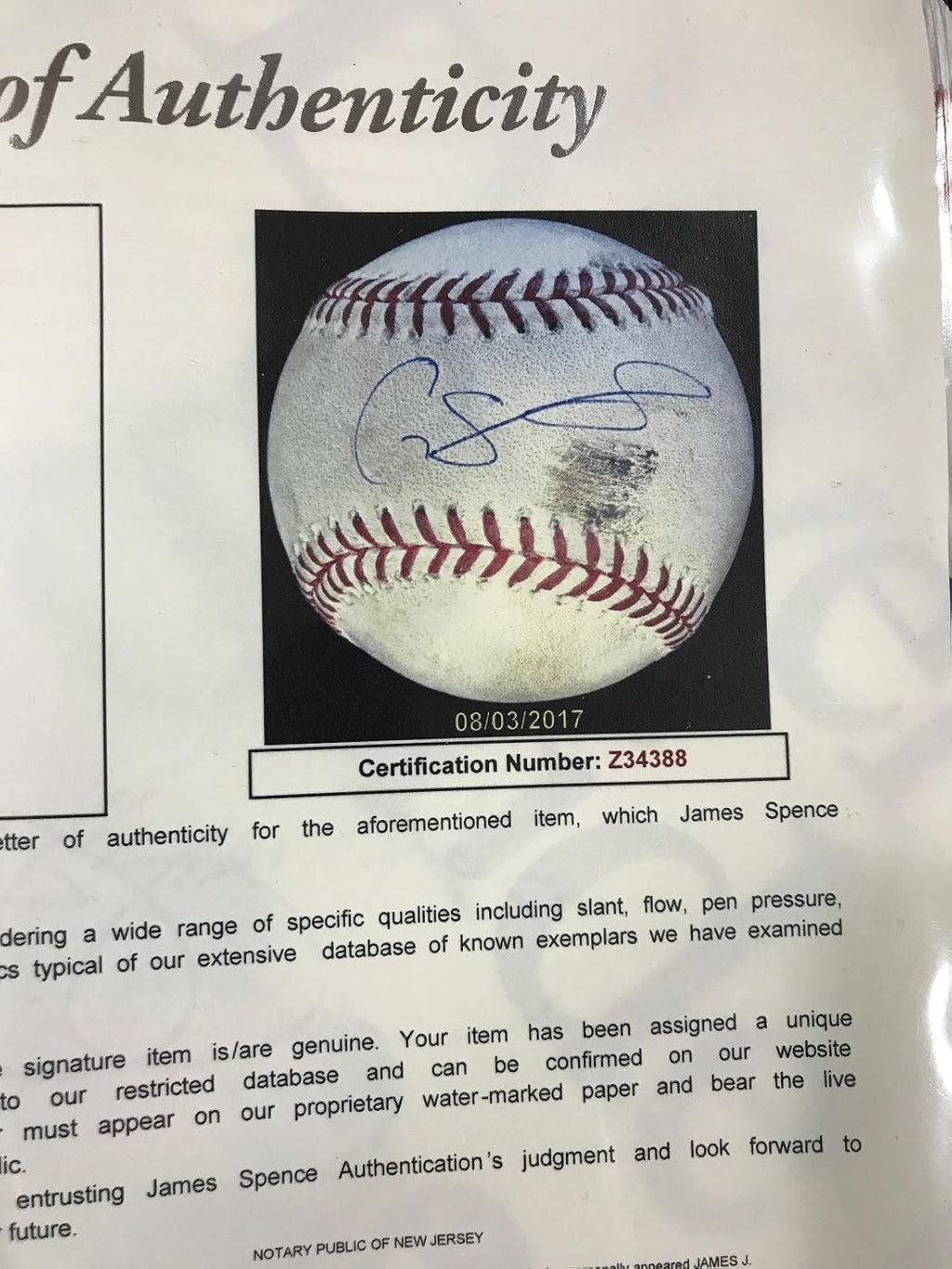 Gary Sanchez Signed Game Used Ball 1st Game 2016 Rookie Year ! 1/1 Sanchez Jsa - MLB Autographed Game Used Baseballs