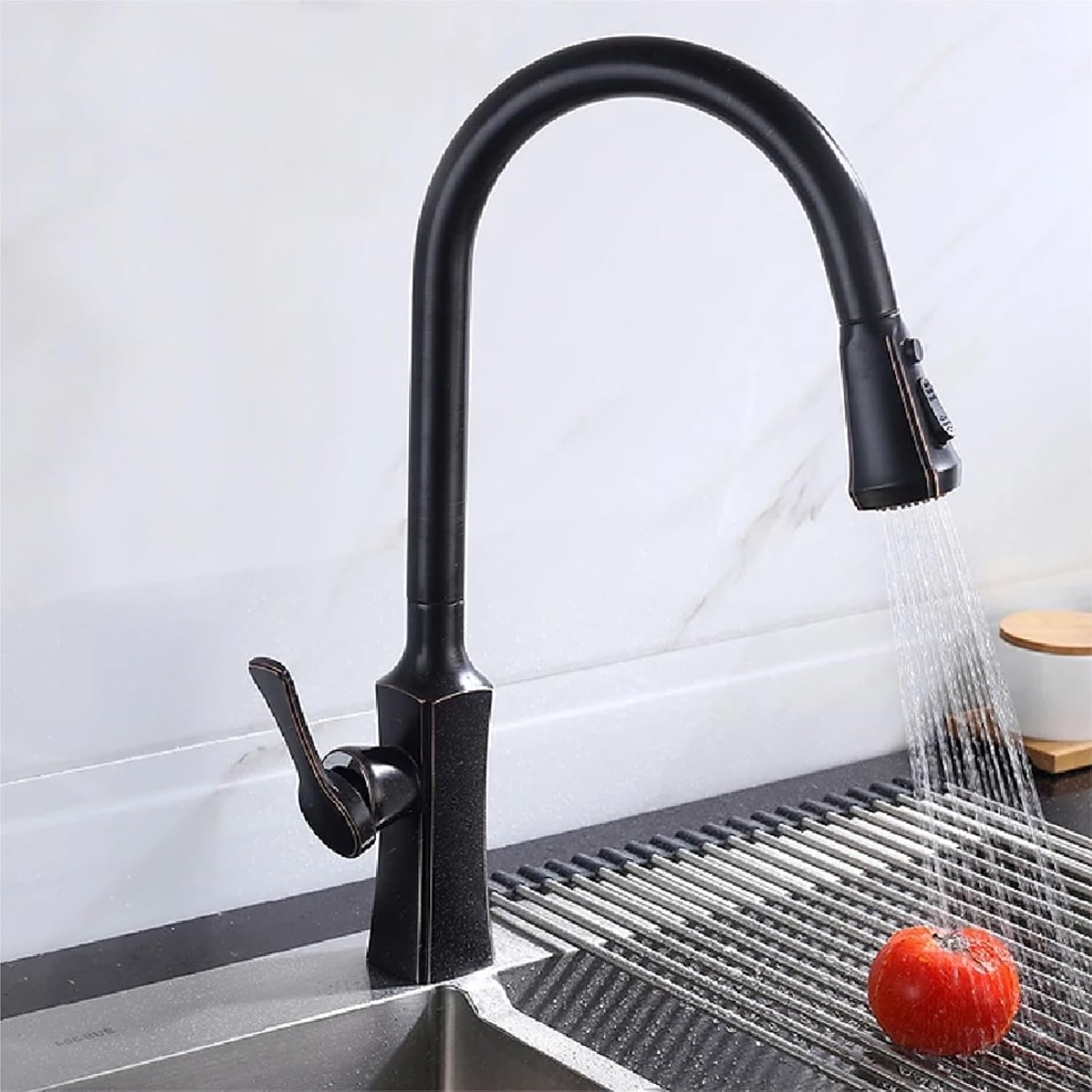 Kitchen Faucet Pull Out 2 Function Head Kitchen Sink Mixers Deck Mounted Spring Mixer Faucet(Brushed Gold)