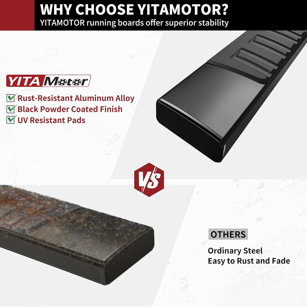 YITAMOTOR 6 Inches Running Boards Compatible with 2019-2026 Chevy Silverado/GMC Sierra 1500 Crew Cab, 2020-2026 2500HD 3500HD, Side Step Bars Aluminum Alloy, Running Boards for Silverado Crew Cab
