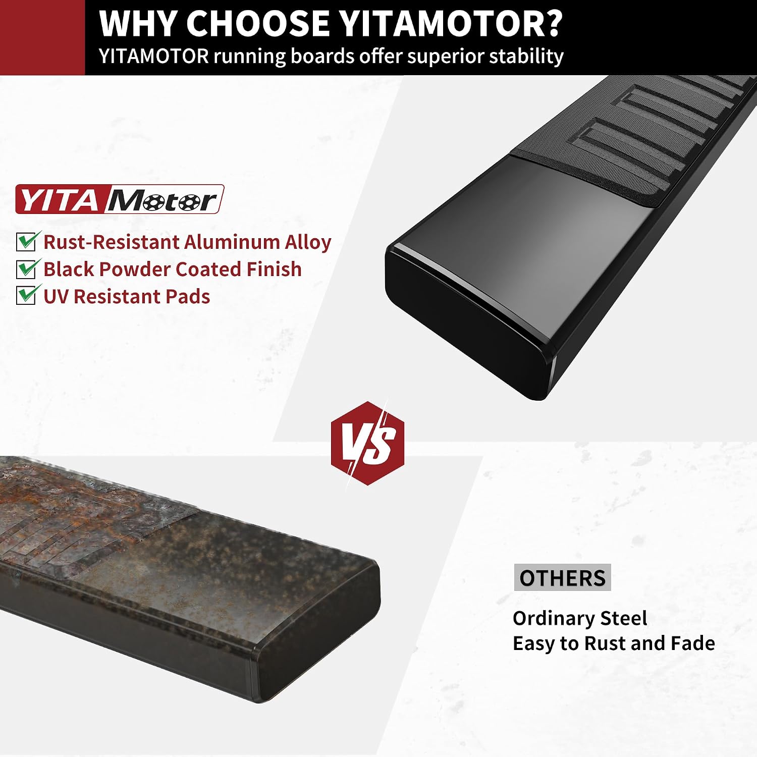YITAMOTOR 6 Inches Running Boards Compatible with 2019-2026 Chevy Silverado/GMC Sierra 1500 Crew Cab, 2020-2026 2500HD 3500HD, Side Step Bars Aluminum Alloy, Running Boards for Silverado Crew Cab