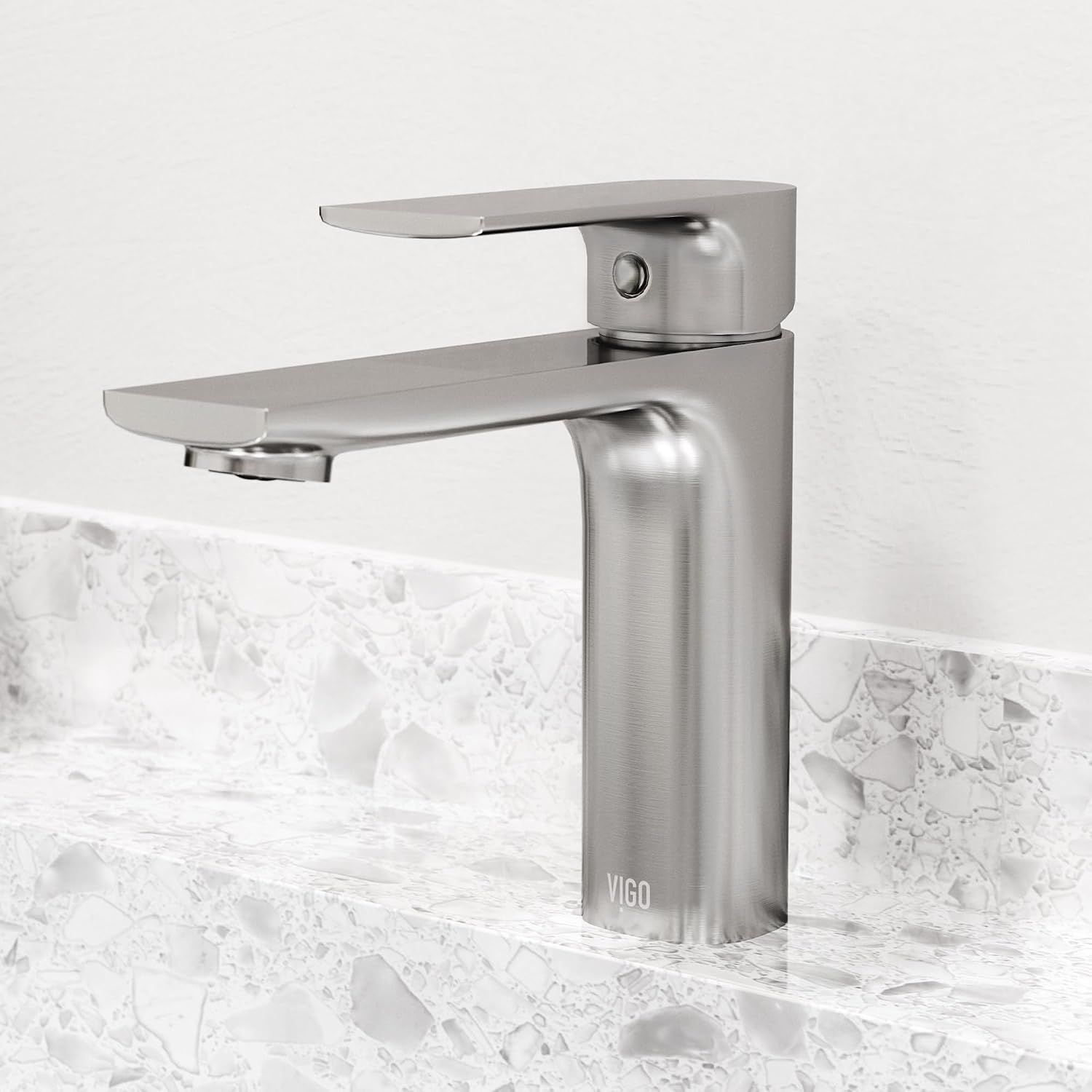VIGO Davidson Single-Handle Single-Hole Mount Bathroom Sink Faucet, 6-Inch, Brushed Nickel, Modern Design, Solid Brass, 1.2 GPM WaterSense & Ceramic Disc Valve, Corrosion-Resistant