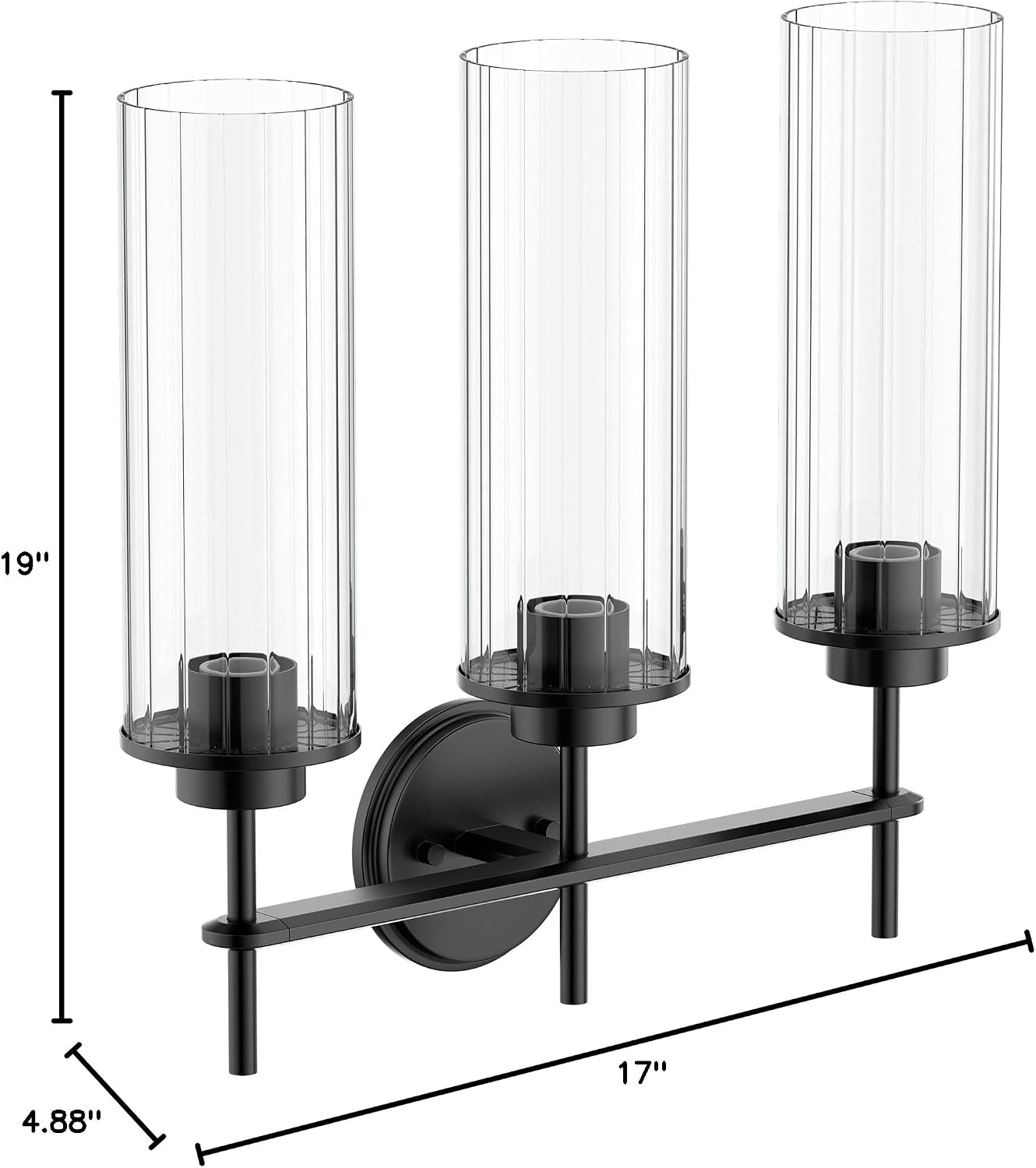Moen Greenfield Matte Black 3-Light Vanity Fixture, Wall Mounted Bathroom Sconces Light Fixture, YB1763BL