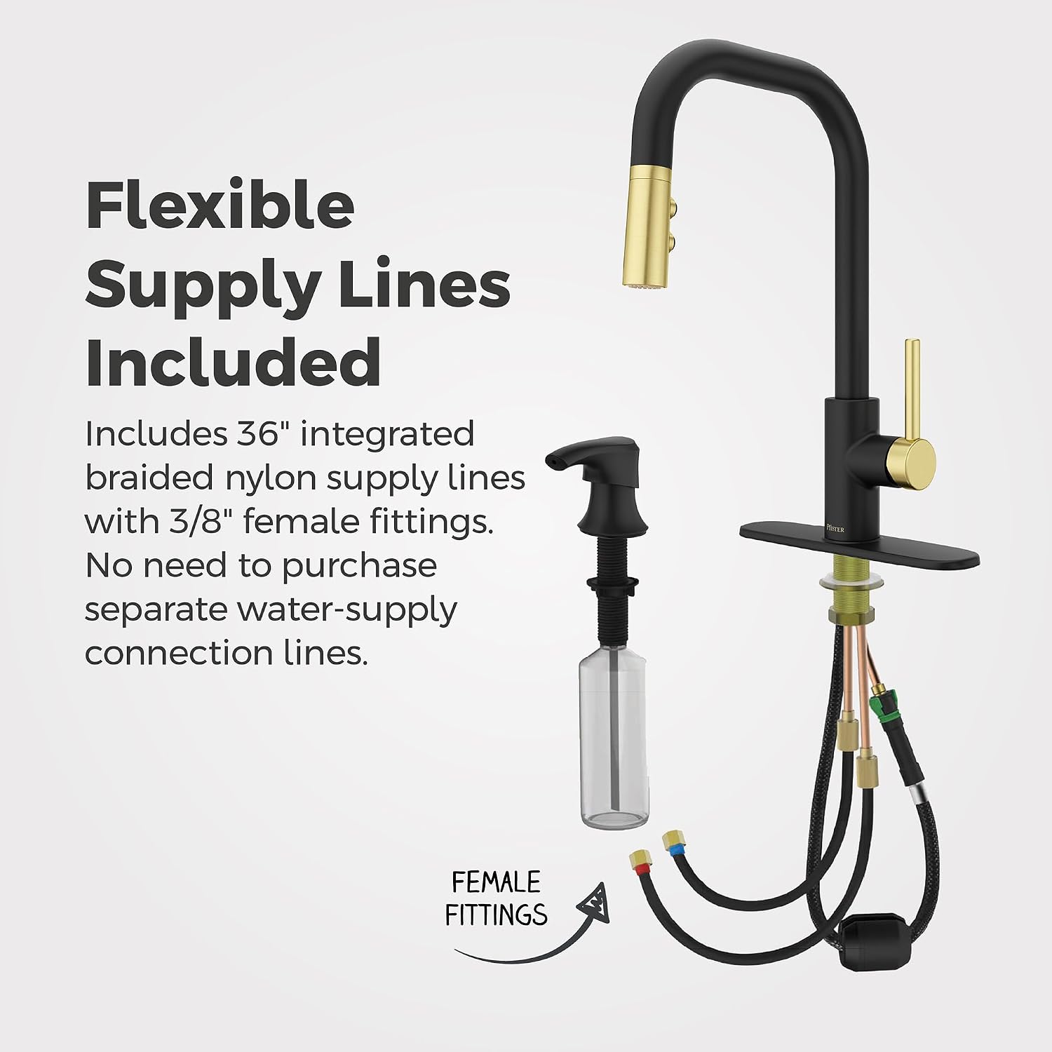 Pfister Zanna 1-Handle Pull-Down Kitchen Faucet in Matte Black and Brushed Gold