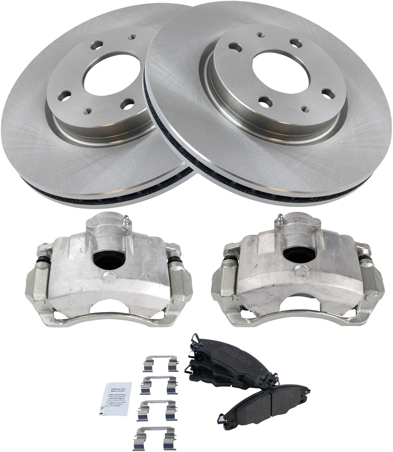 TRQ Front Semi Metallic Brake Pad and Rotor Set Includes Calipers 10.83 in for 2008-2011 Ford Focus