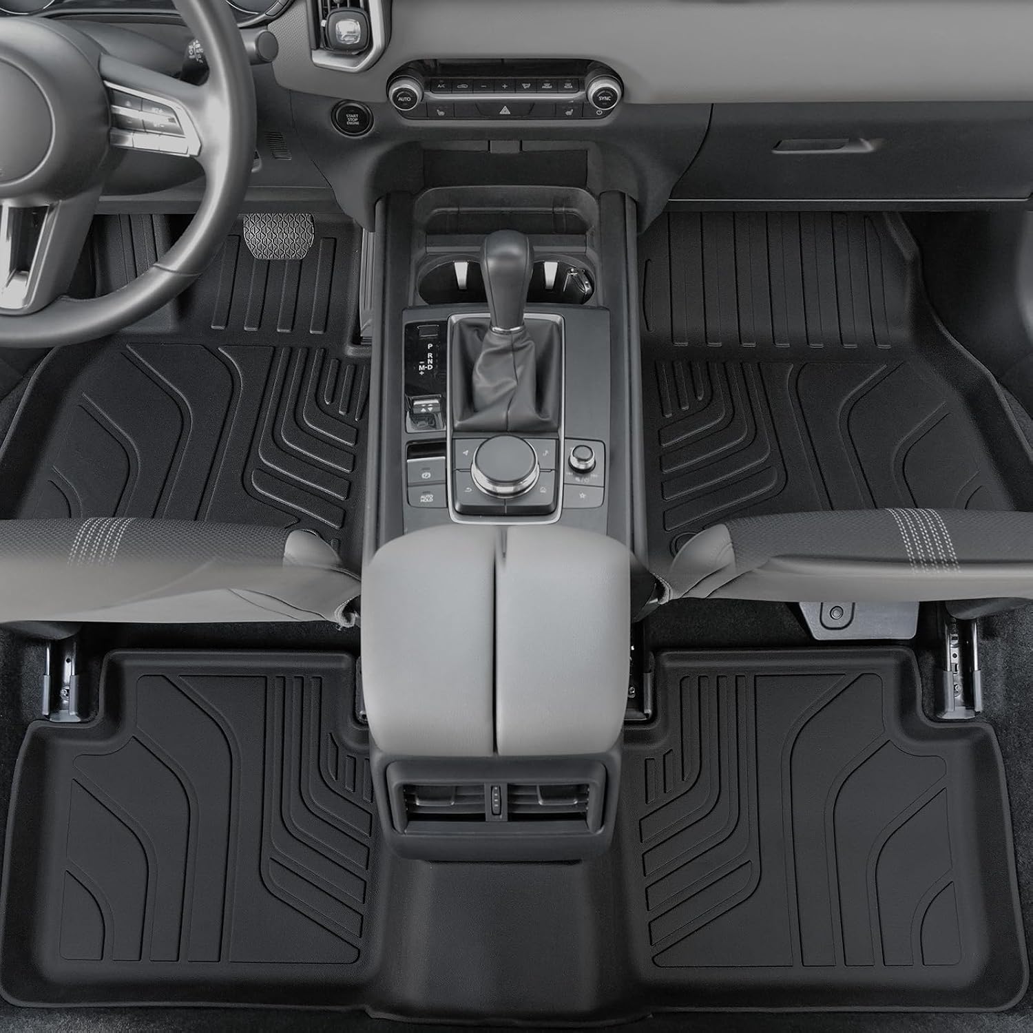 Floor Mats for Mazda CX-50 2023-2026, All Weather Floor Mats Trunk Cargo Liner with Backrest Protectors and Door Sill Guards Accessories, Full Coverage Set (Fit Gas Models)