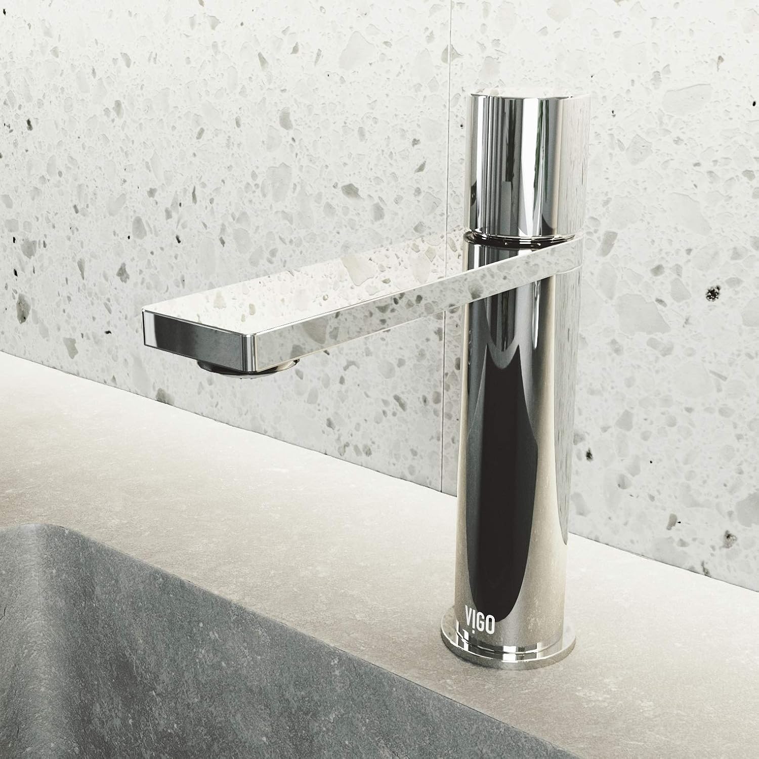 VIGO Halsey Single-Handle Single-Hole Mount Bathroom Sink Faucet, 8-Inch, Chrome, Modern Design, Solid Brass, 1.2 GPM WaterSense & Ceramic Disc Valve, Corrosion-Resistant