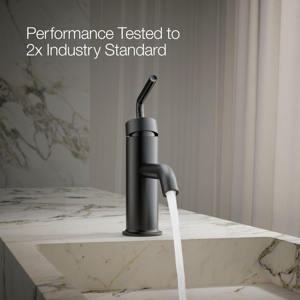 KOHLER K-14402-4A-BL Purist® Single-Handle Bathroom Sink Faucet, Straight Lever Handle, Bathroom Faucets, 1.2 GPM, Matte Black