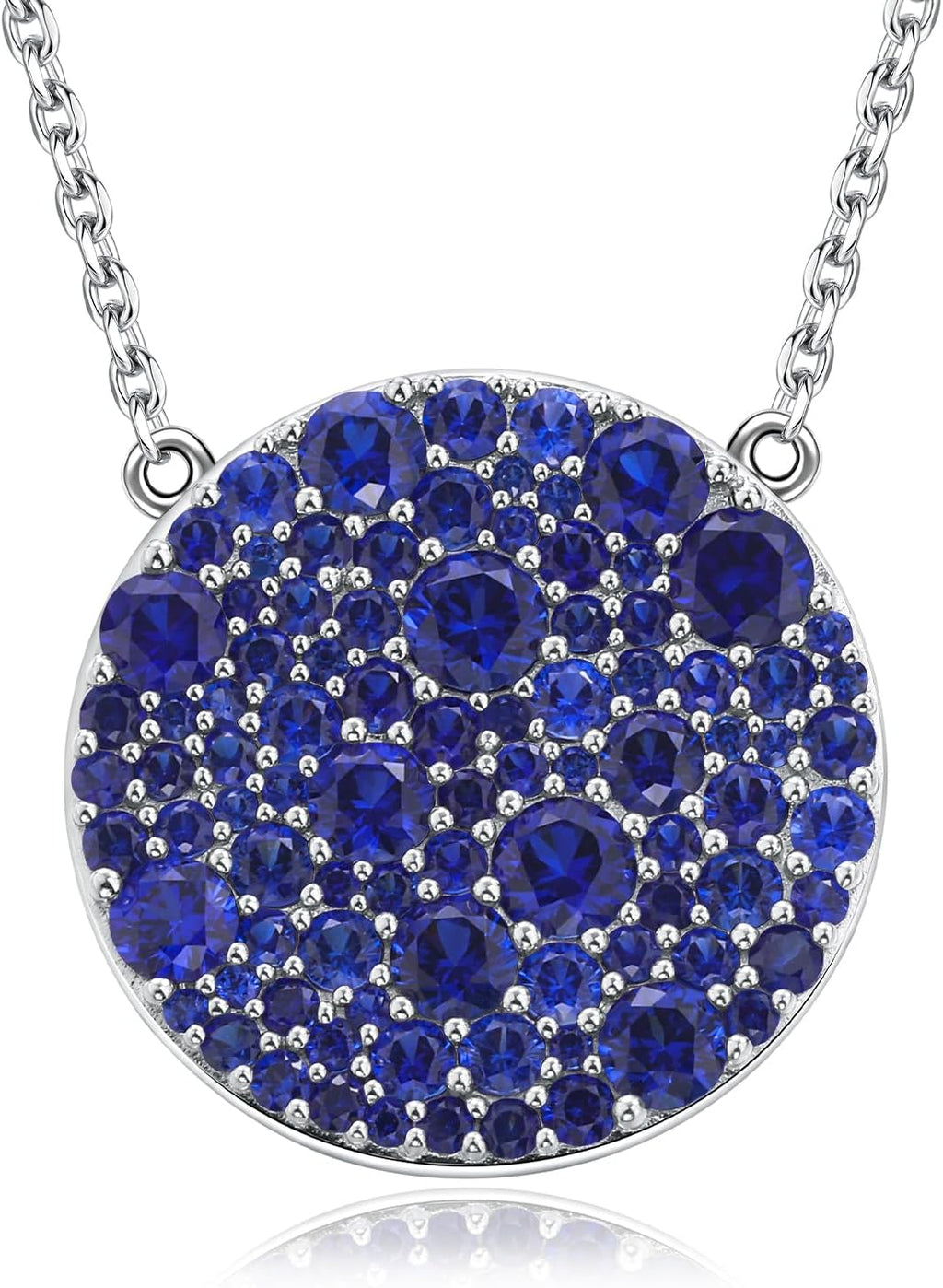 14K Gold Plated Silver Pave Birthstone Pendant Necklace for Women