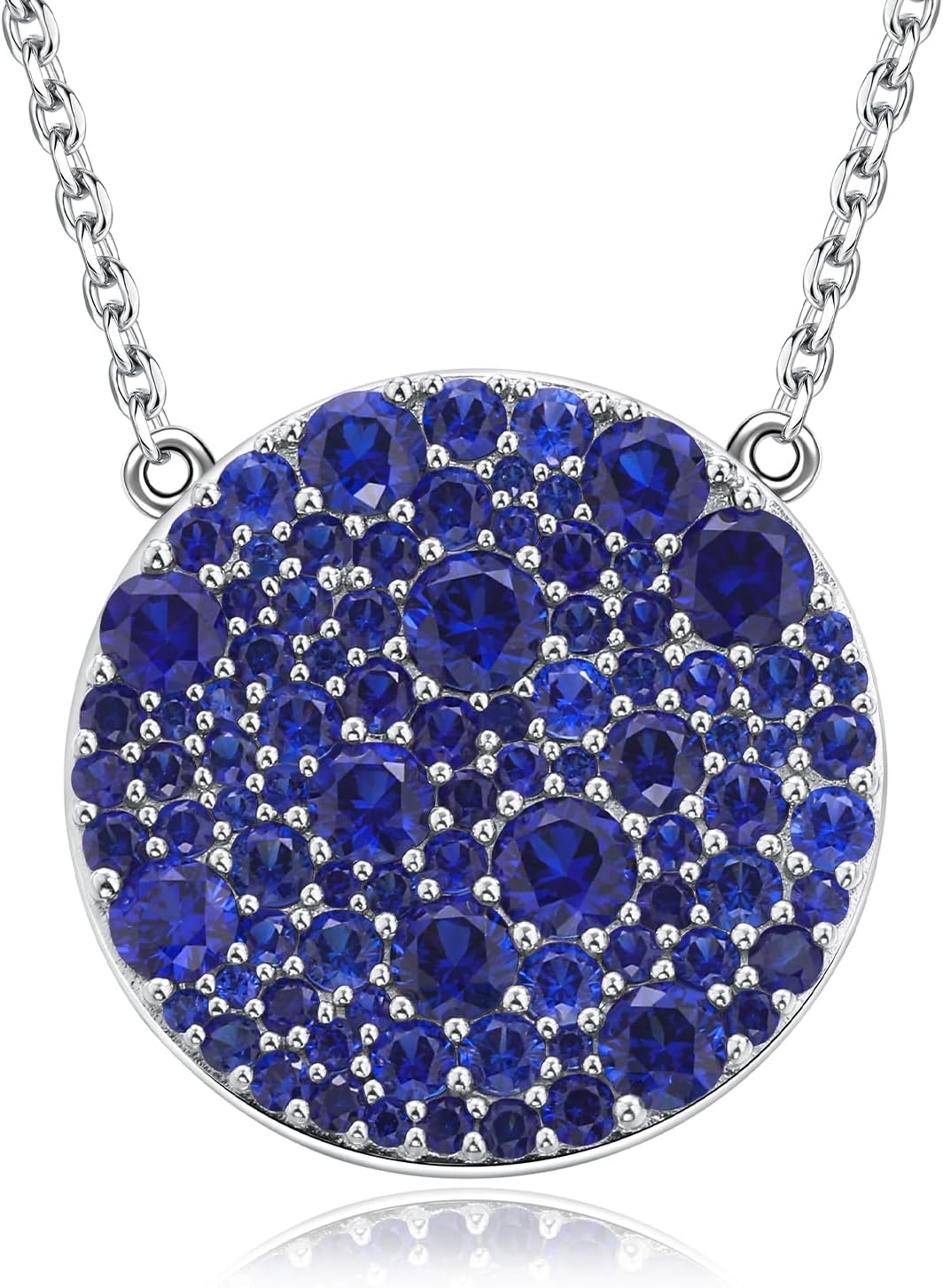 14K Gold Plated Silver Pave Birthstone Pendant Necklace for Women