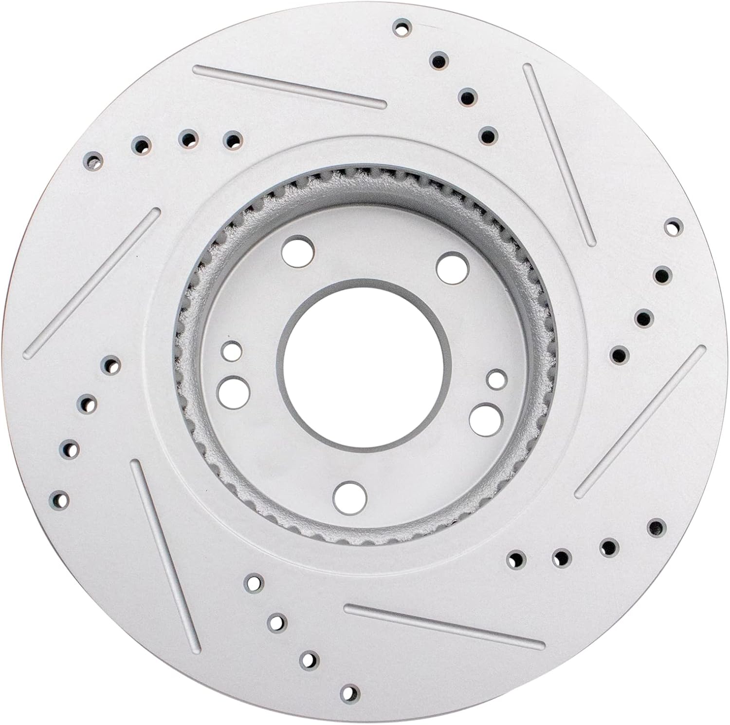TRQ Performance Front Ceramic Brake Pad and Rotor Set Coated Drilled Slotted Compatible with 2007-2009 Hyundai Santa Fe 2013-2016 Hyundai Santa Fe