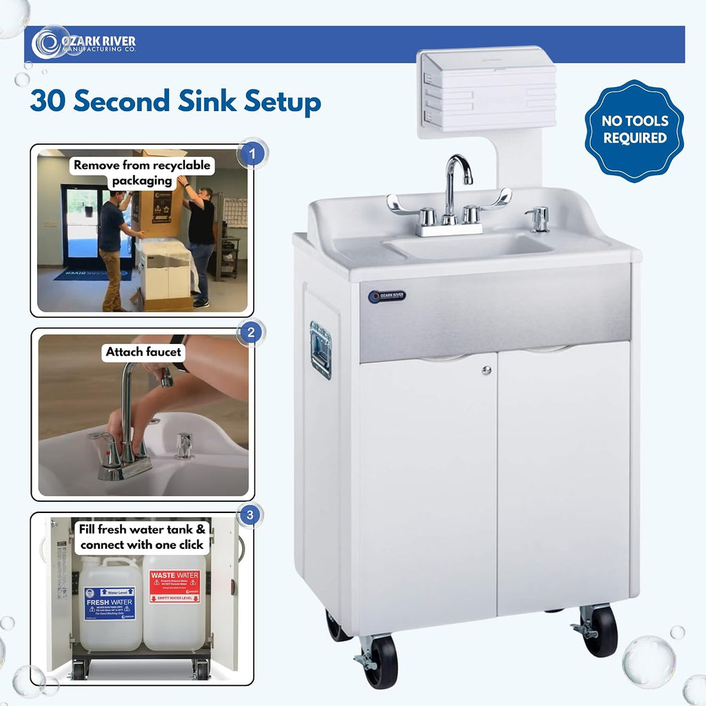 Ozark River Portable Sinks Titan PRO1 White Outdoor/Indoor Self-Contained Portable Hot Water Hand Washing Sink NSF Certified
