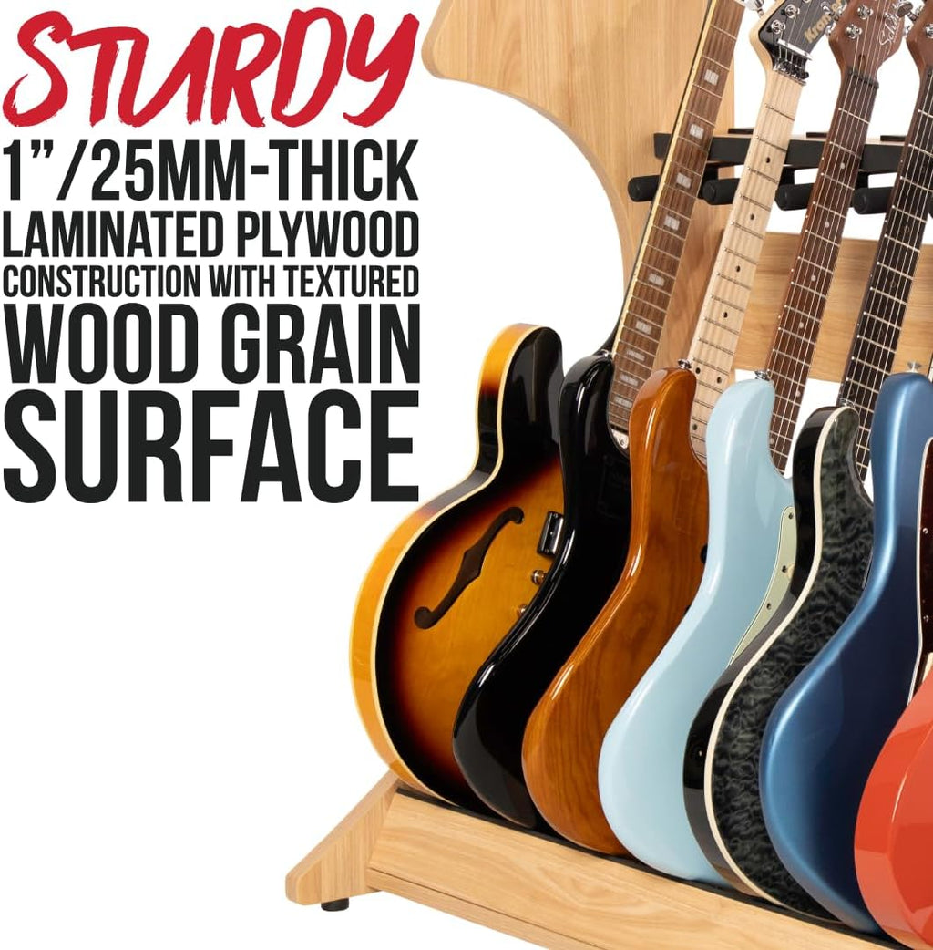 Gator Frameworks Elite Series 5 to 7-Space Guitar & Instrument Case Combo Rack, Natural Maple Matte Finish (GFW-ELITEGTR5RK-MPL)