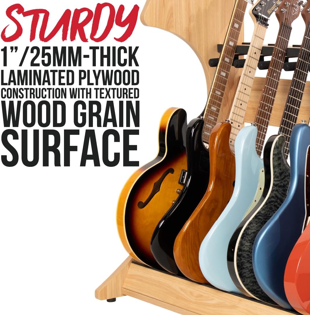 Gator Frameworks Elite Series 5 to 7-Space Guitar & Instrument Case Combo Rack, Natural Maple Matte Finish (GFW-ELITEGTR5RK-MPL)