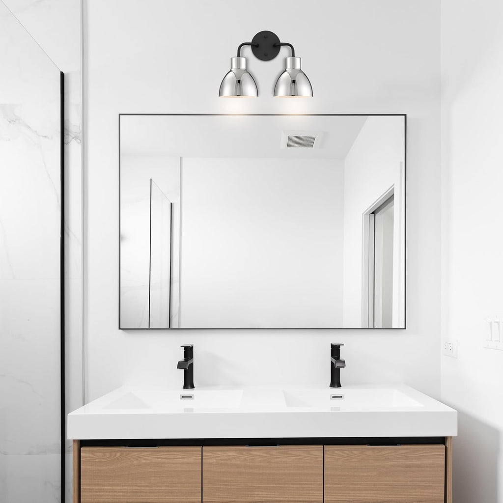 Nuvo 60/6772 Sloan 2 Light Bathroom Vanity Wall Light Fixture, Matte Black and Polished Nickel Finish