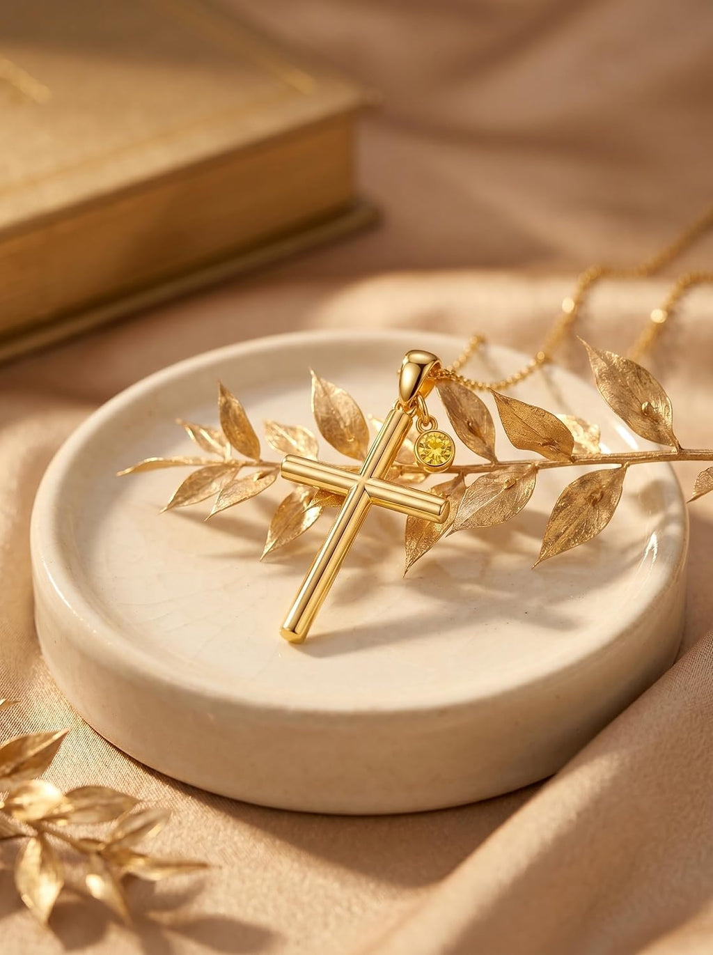18K Gold Cross Pendant for Women Gold Cross Necklace 18K Gold Jewelry Religious Gift
