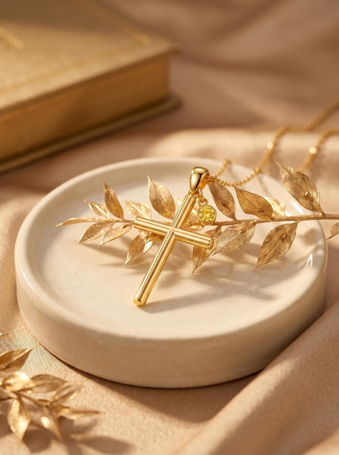 18K Gold Cross Pendant for Women Gold Cross Necklace 18K Gold Jewelry Religious Gift