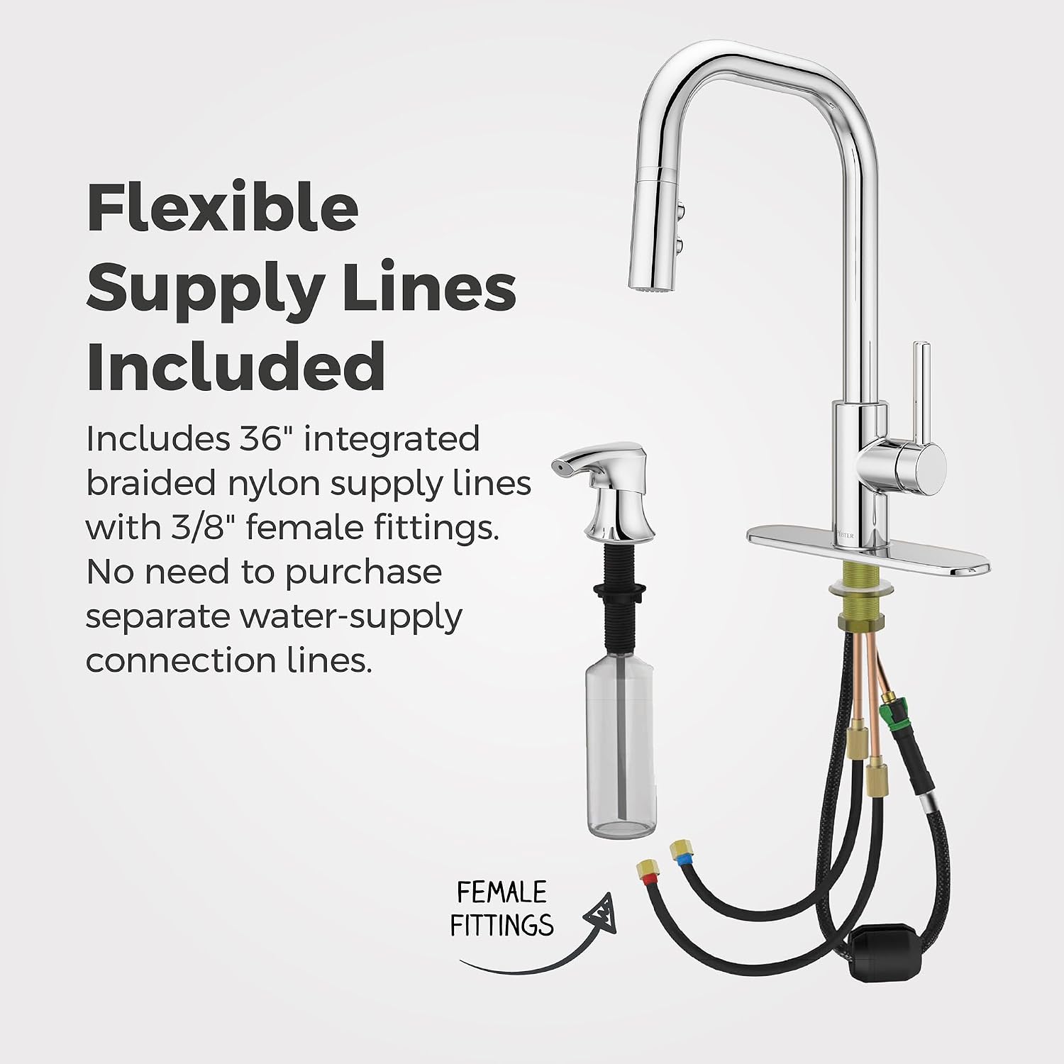 Pfister Zanna Kitchen Faucet with Pull Down Sprayer and Soap Dispenser, Single Handle, High Arc, NSF Certified, Polished Chrome Finish, F5297ZNRC